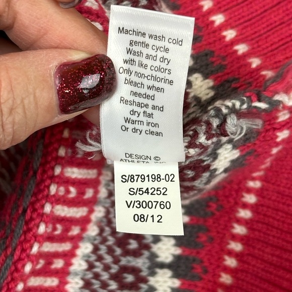 Athleta Pink Fair Isle Knit Sweater Dress Small Soft Cozy Rustic Lodge Winter - Picture 9 of 13